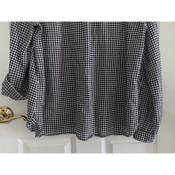 J Crew Shirt Womens 14 Black White Checkered ButtonUp Casual Collared Classic Ch - Picture 10 of 15